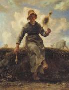 Jean-Francois Millet, The Spinner,Goat-Girl from the Auvergne (san20)